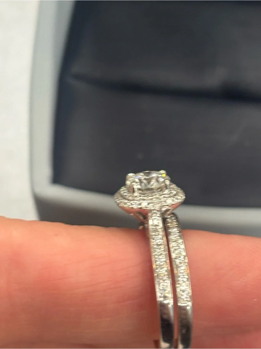 Simon G 18k gold Halo Diamond Engagement Ring lab created Diamond